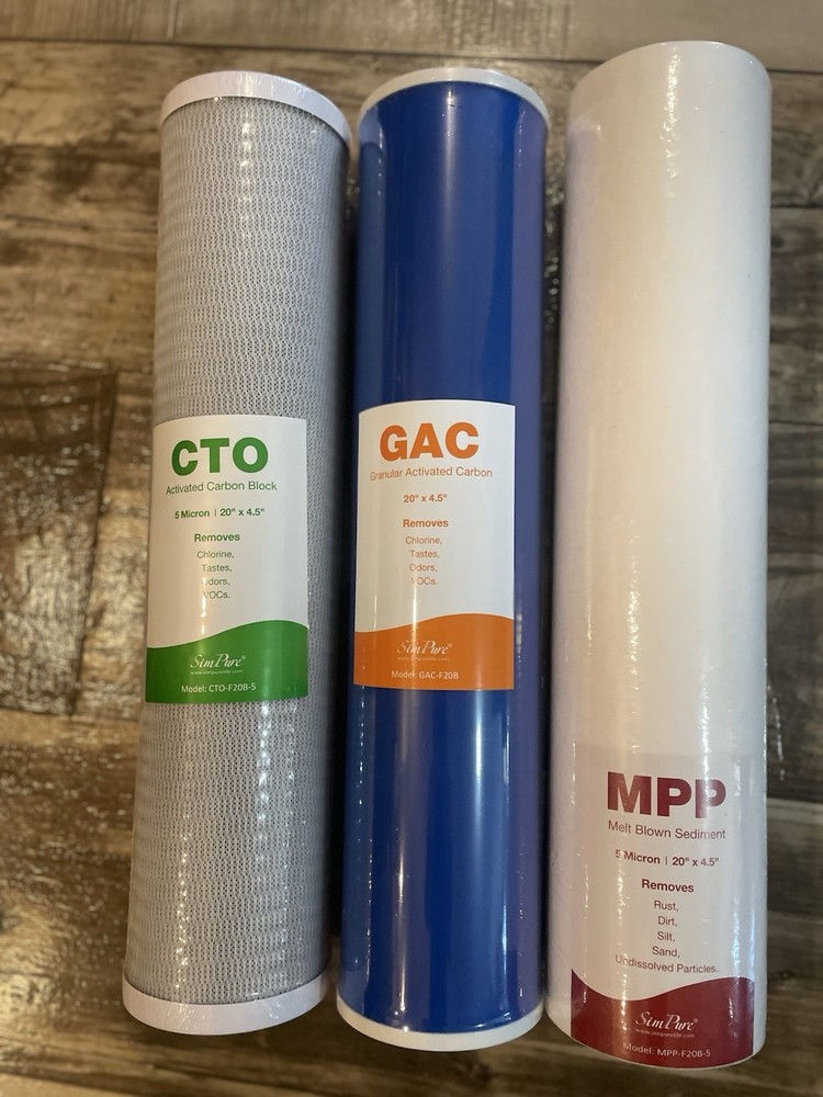 SimPure Whole House Water Filter Cartridges 5 Micron 20" x 4.5" (633)