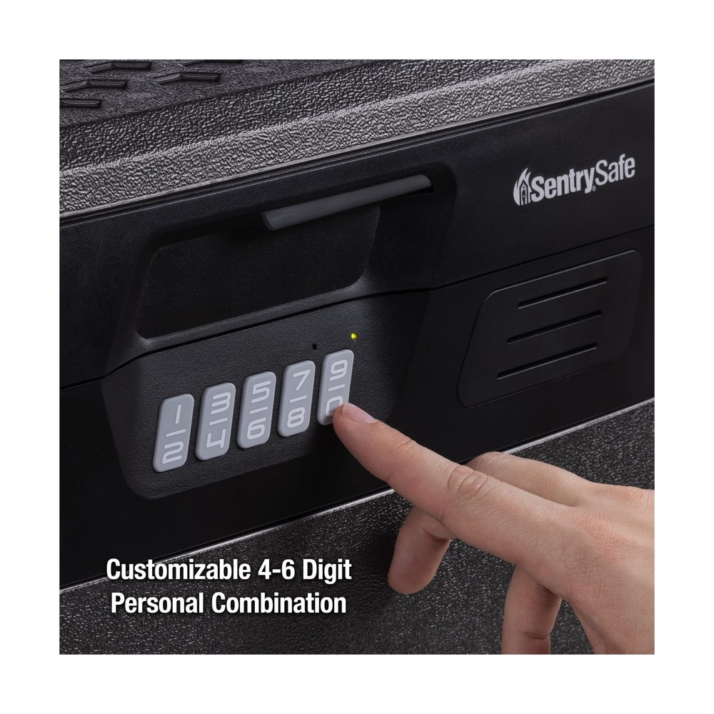 SentrySafe Charcoal Gray Waterproof and Fireproof Safe, Lock Box with Keypad ...