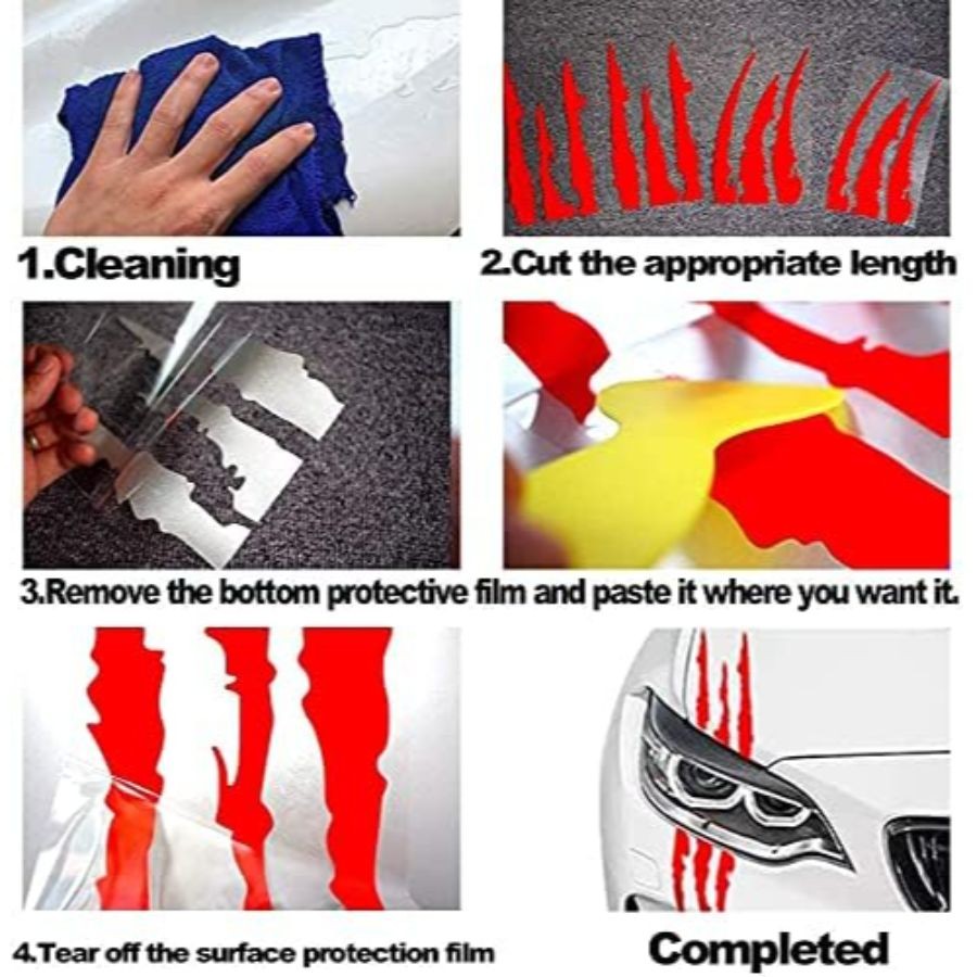 Stickers Reflective Claw Scratch Marks Headlight Bumper Sticker Yellow