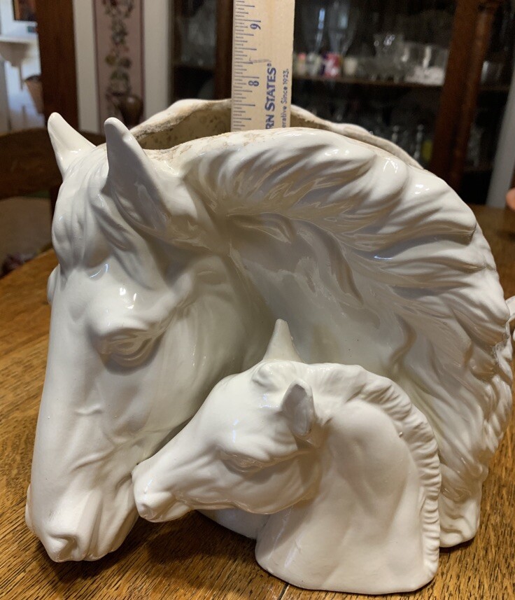 Horse Bust Planter Ceramic Bisque Mare And Foal