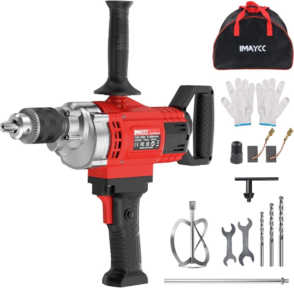 Heavy-Duty 3200W Drill Mixer - Ergonomic Design with Interchangeable Bits