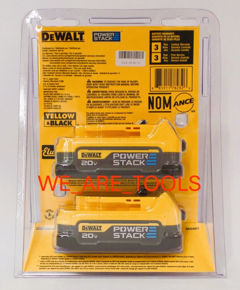 DEWALT TWIN Pack DCBP034-2 1.7 Ah Power Stack Lithium Ion Compact Battery