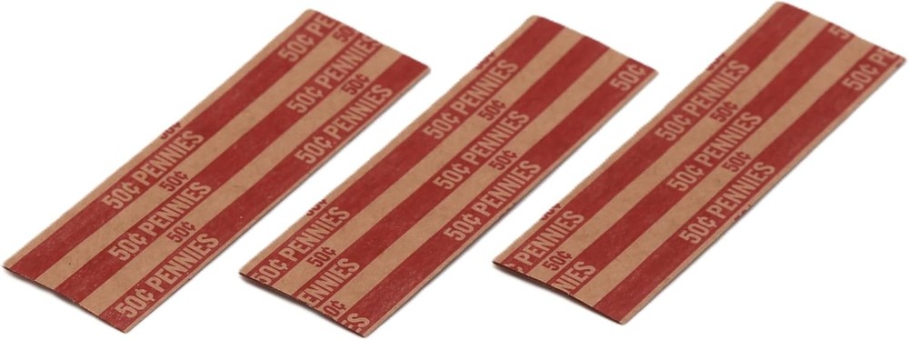 Huron Flat Coin Wrapper, Penny $.50 Cent Red Rolls (250 pcs)