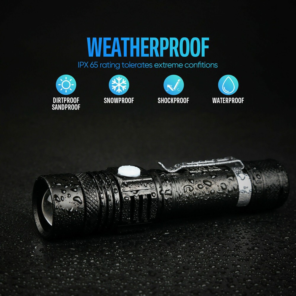 2-PACK 99000000 LM Super Bright LED Tactical Flashlight Rechargeable Work Light