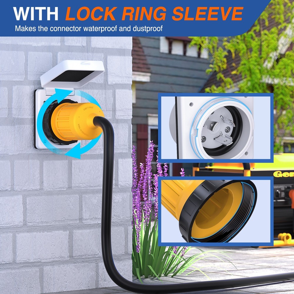 Nilight 30AMP RV Power Inlet Outlet Shore Power Kit w/Boot Cord Protector