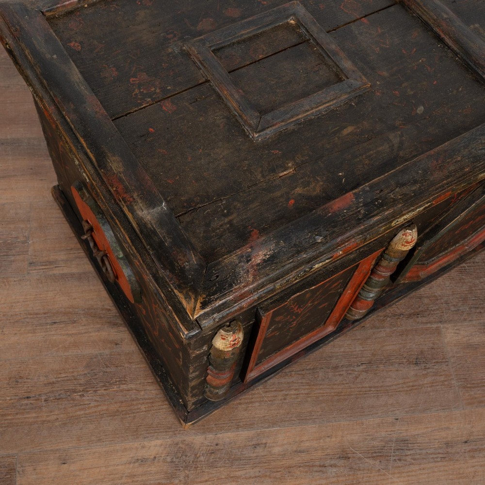 Original Painted Hungarian Flat-Top Trunk, Dated 1890
