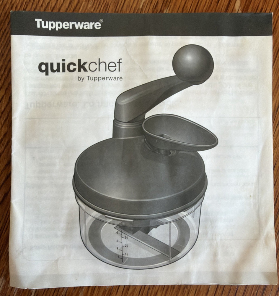 Tupperware Quick Chef Food Processor Chopper Mixer Whisk 4 Cups Red COMPLETE