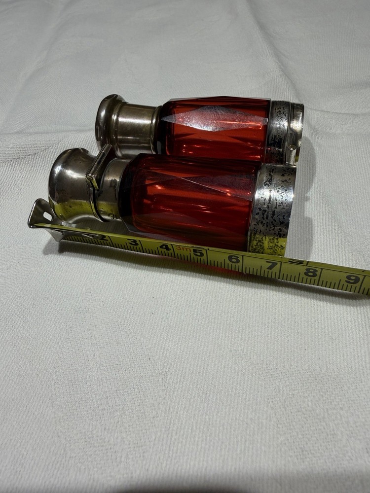 Victorian Ruby Red Glass Folding Double Scent Bottle Silver Mount
