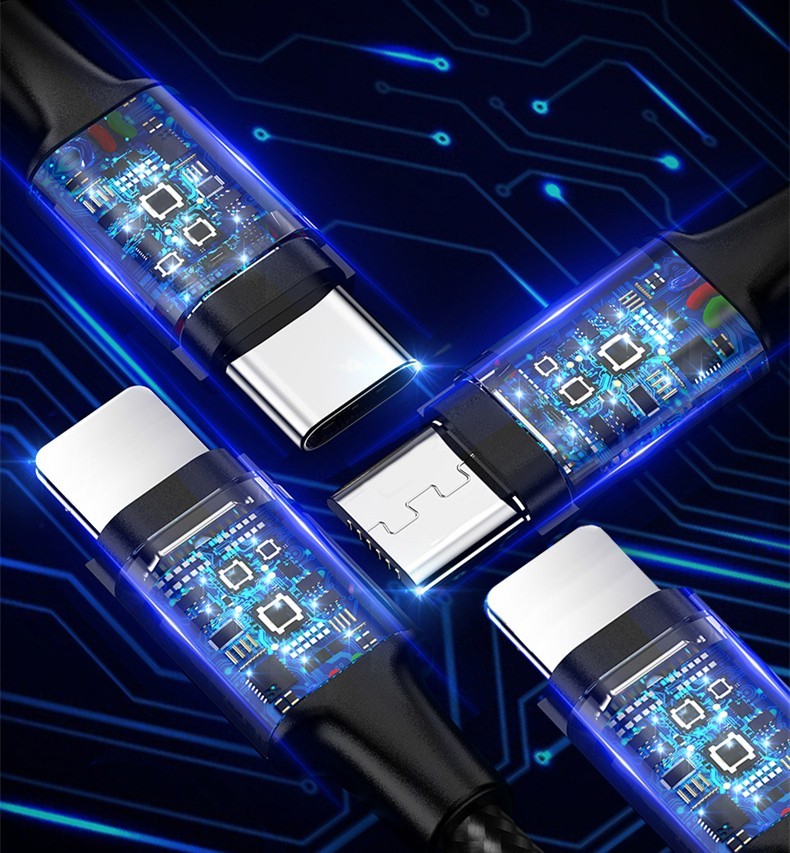 4 in 1 Multi USB Charging Cable Fast Charger Cord For iPhone/Type C/Micro USB