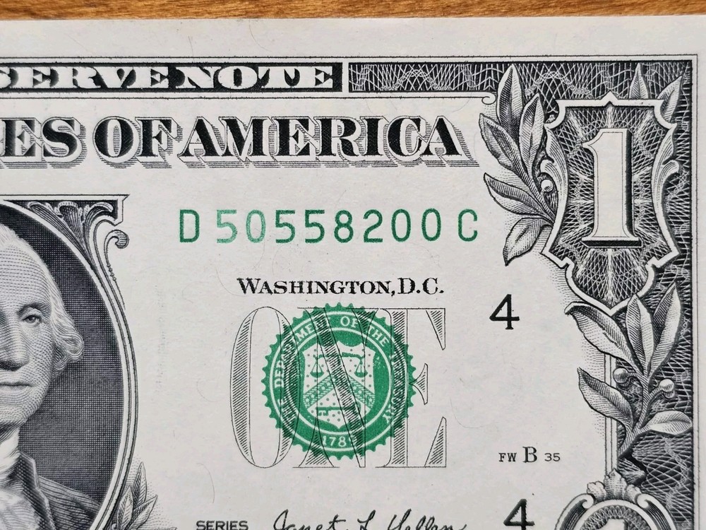 Crisp 2021 $1 Insufficient Ink Error Note - Insufficient Inking