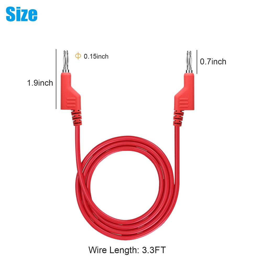 5Pcs 1000V Stackable Banana to Banana Plug Test Lead Wire Cable for Multimeter