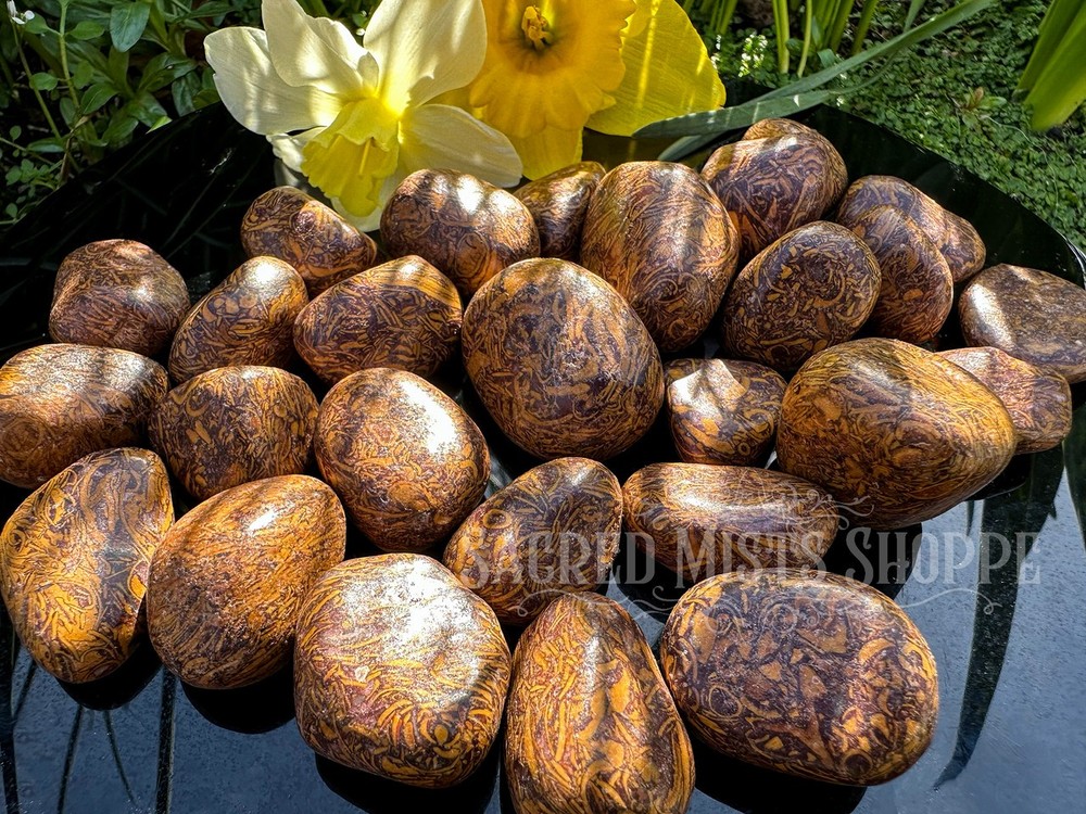 Calligraphy Stone Mariam Jasper Arabic Script Elephant Skin Stone Tumbled