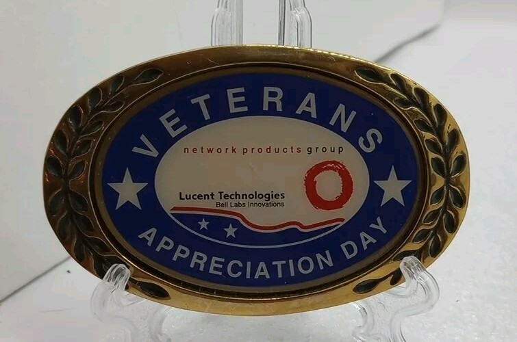 Solid Brass ~ Veterans Appreciation Day ~ Belt Buckle ~ Lucent Technologies ~NOS