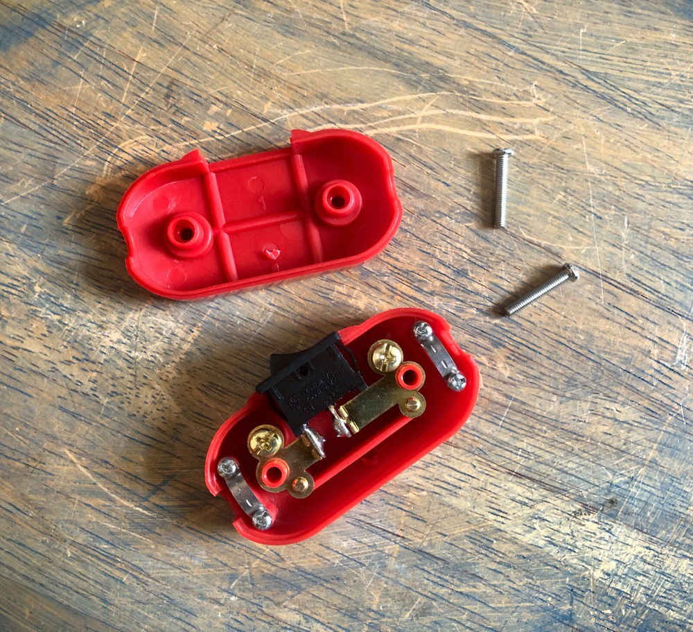 Inline Cord Switch - Red Switch (Black Rocker) - Feed Through Switch on/off lamp