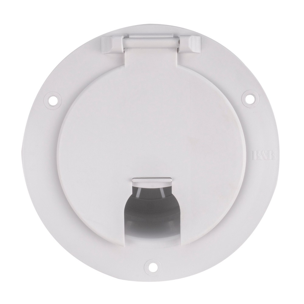 RecPro RV White Power Cord Hatch Cover | Plastic UV Stabilizer (Made in USA)