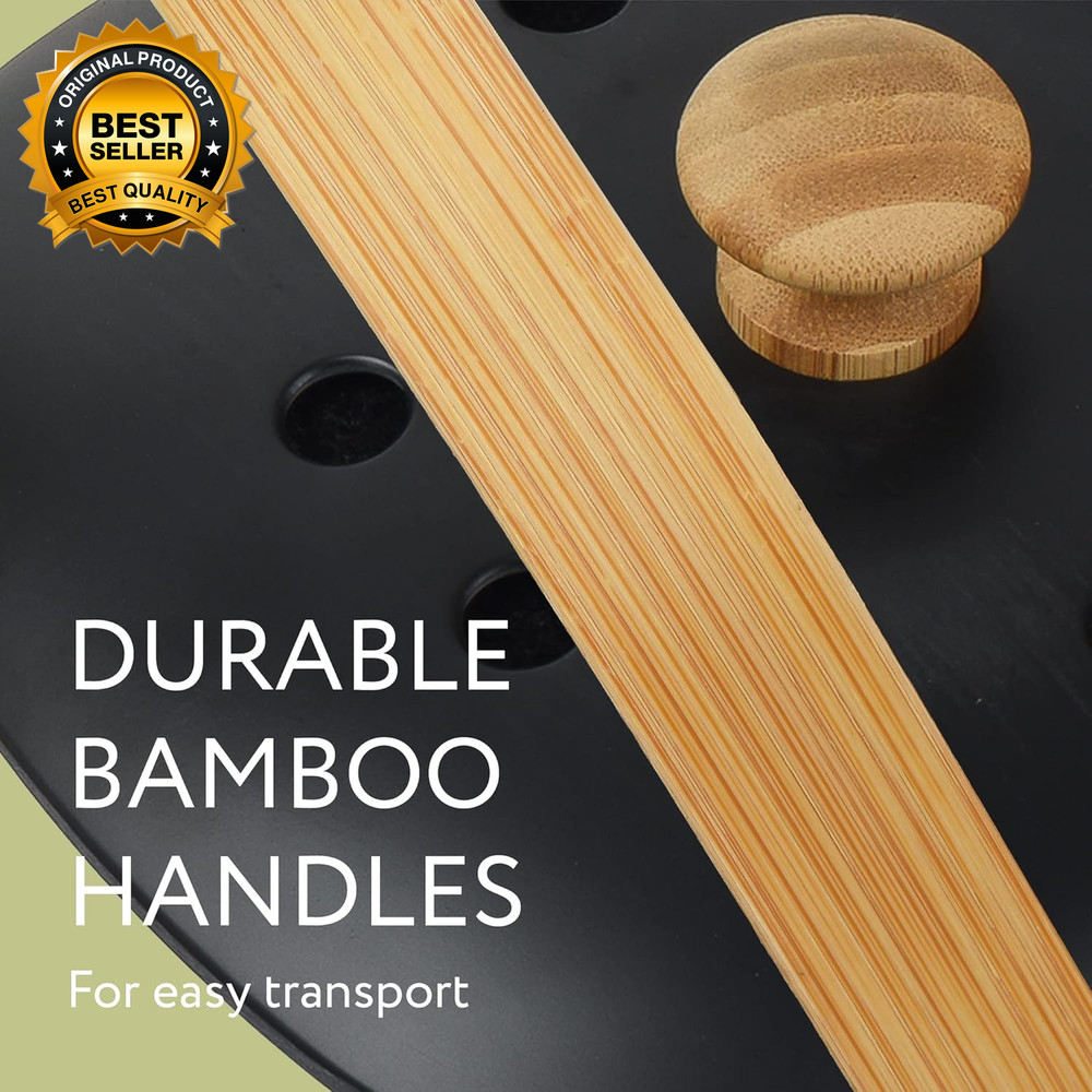 2 Pack Bamboo Compost Bin for Kitchen – 1 Gallon Countertop Container with Lid