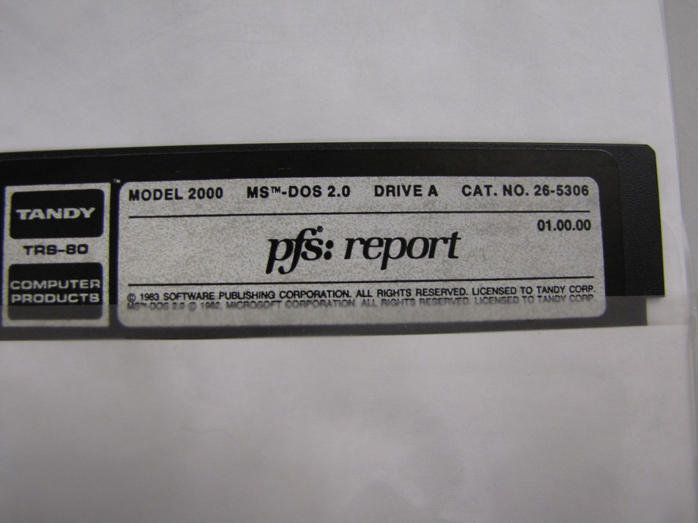 Tandy TRS-80 Color Computer Software Model 2000 PFS: Report 5.25" Disks -MS39