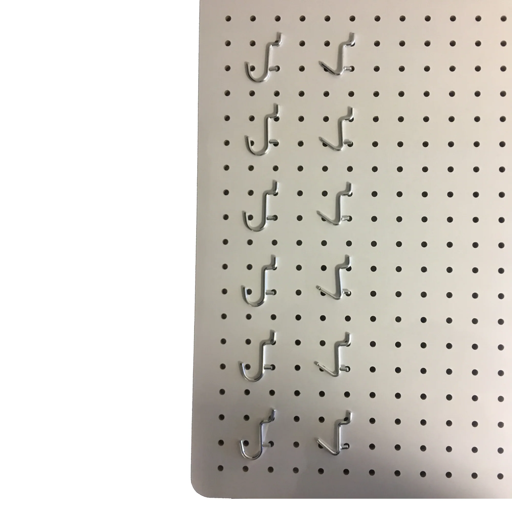 White Pegboard - 76x56cm, 12 Hooks, Wall Mountable - Kit Included