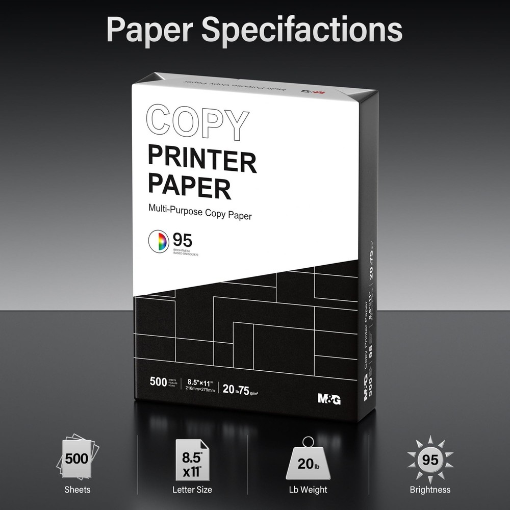 M&G Multipurpose Copy Printer Paper, 8.5 x 11, ‎1 Ream | 500 Sheets, White