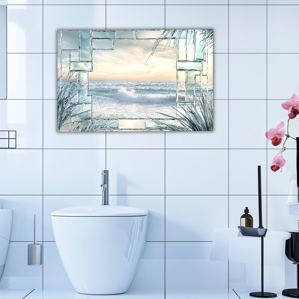 Ocean Landscape Scene Printed Tempered Glass Kitchen Backsplash Splashback Decor