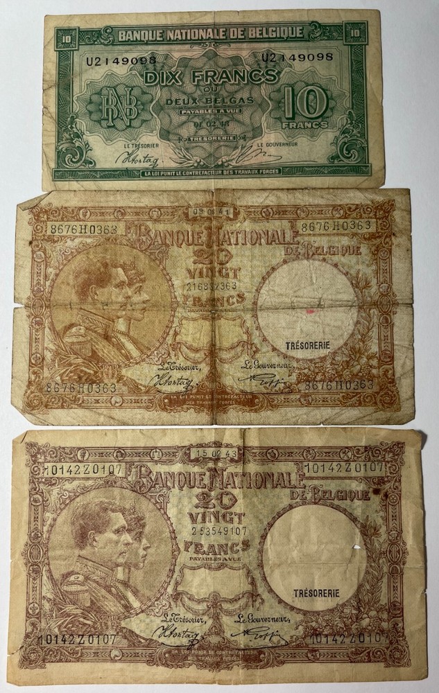 Belgium 12 mixed older notes (#428) mixed grades.
