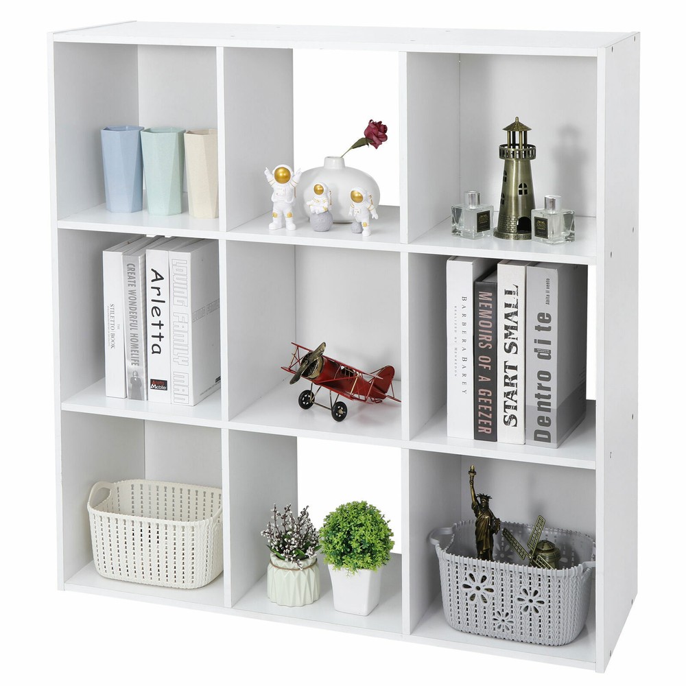 9-Cube Storage Closet Cube Organizer Bookcase Shelving Home Office White