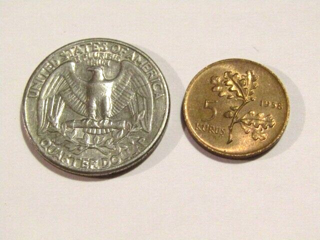 Turkey 1958 5 Kurus unc Bronze Coin