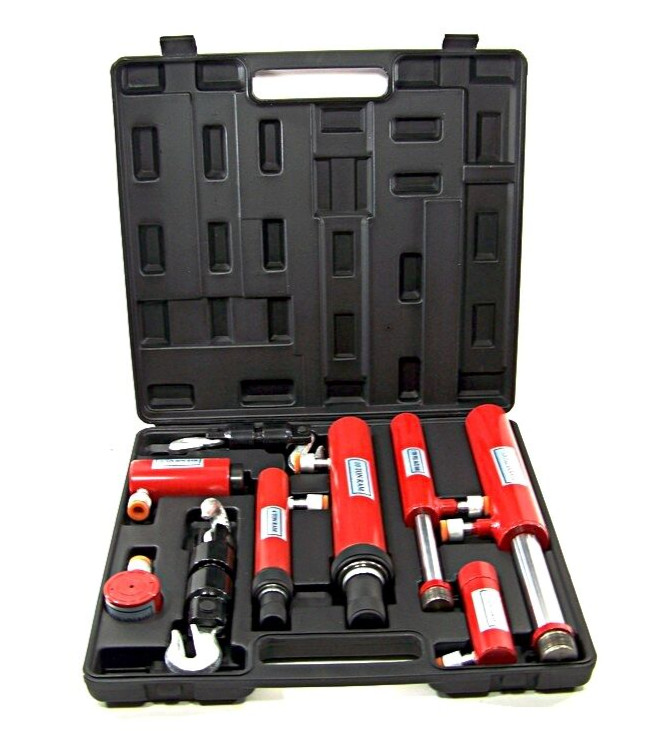 11 pc Hydraulic Ram Auto body Frame Repair Pull Push Ram Lift Hook Tool Kit H D