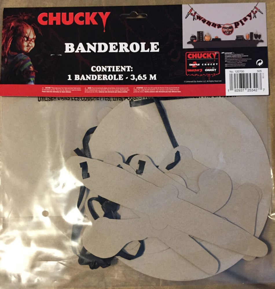CHUCKY WANNA PLAY BANNER 12FT UNIVERSAL STUDIOS AMSCAN