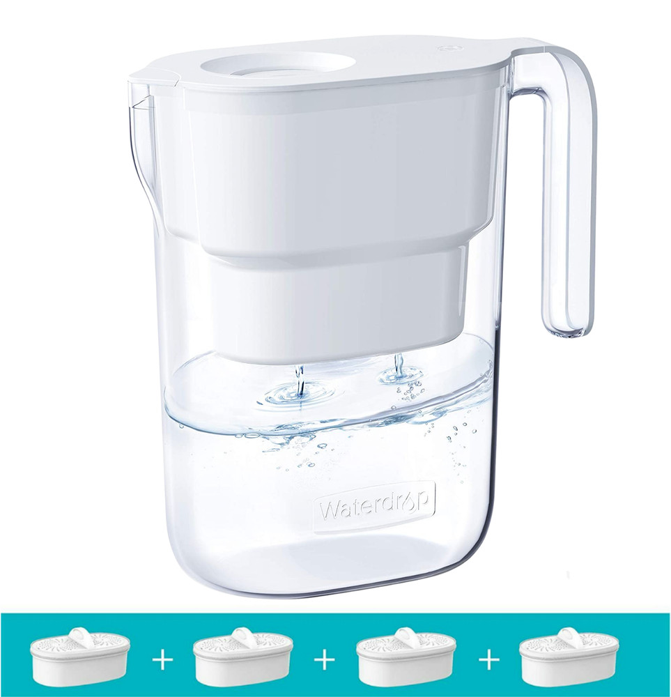 Waterdrop 200-Gallon Long-Life Elfin 5-Cup Water Filter Pitcher with 4 Filter
