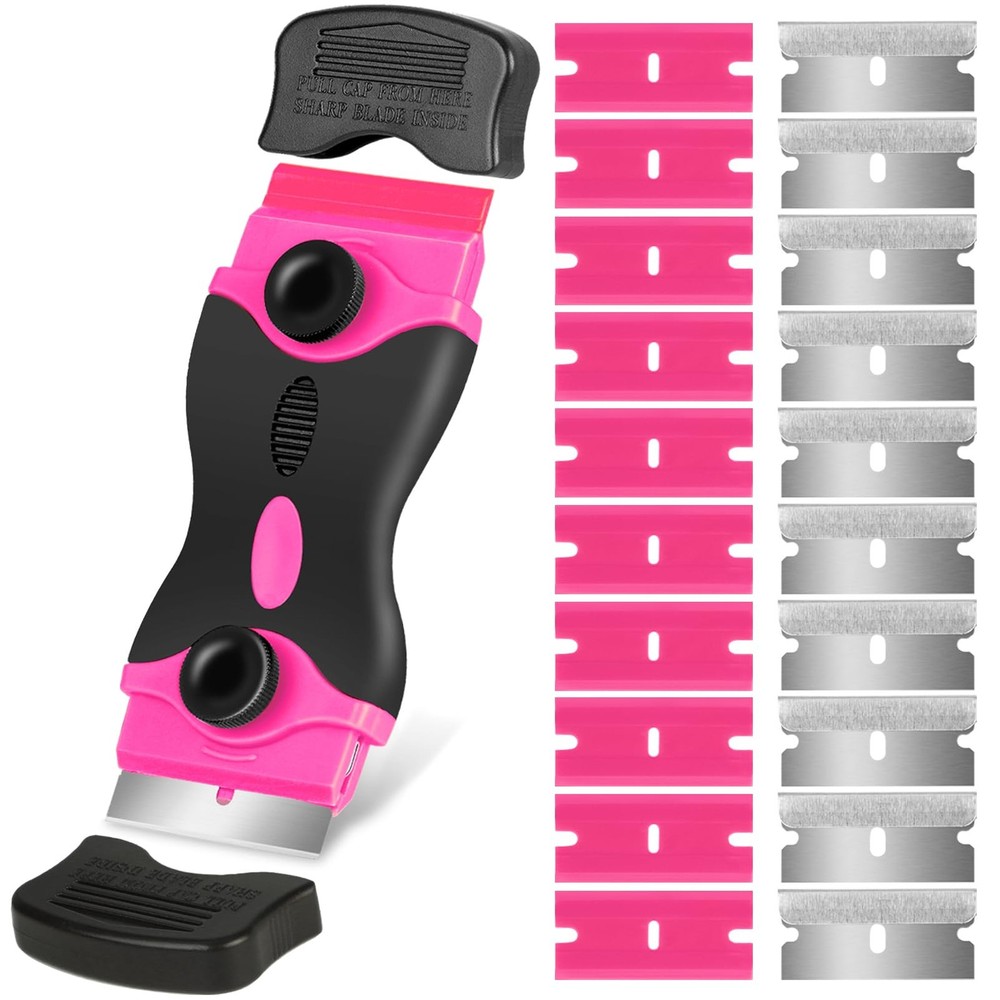 Razor Blade Scraper Tool Kit  Razor Scraper & 20Pcs Extra Blades, Plastic Pai...