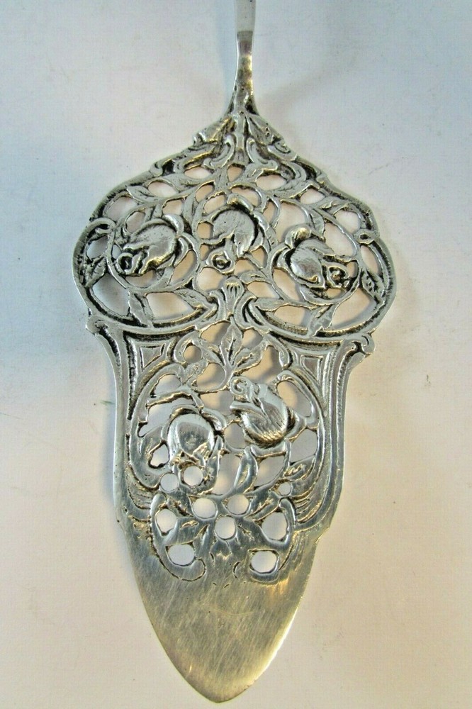 SOLID SILVER PIE SERVER CAKE SERVING 800Silver Rose Pattern Hazorfim Israel 1960