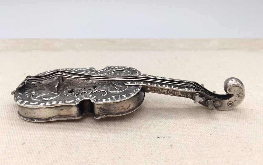 Antique 800 Silver ~ MINIATURE VIOLIN ~ 4" Long