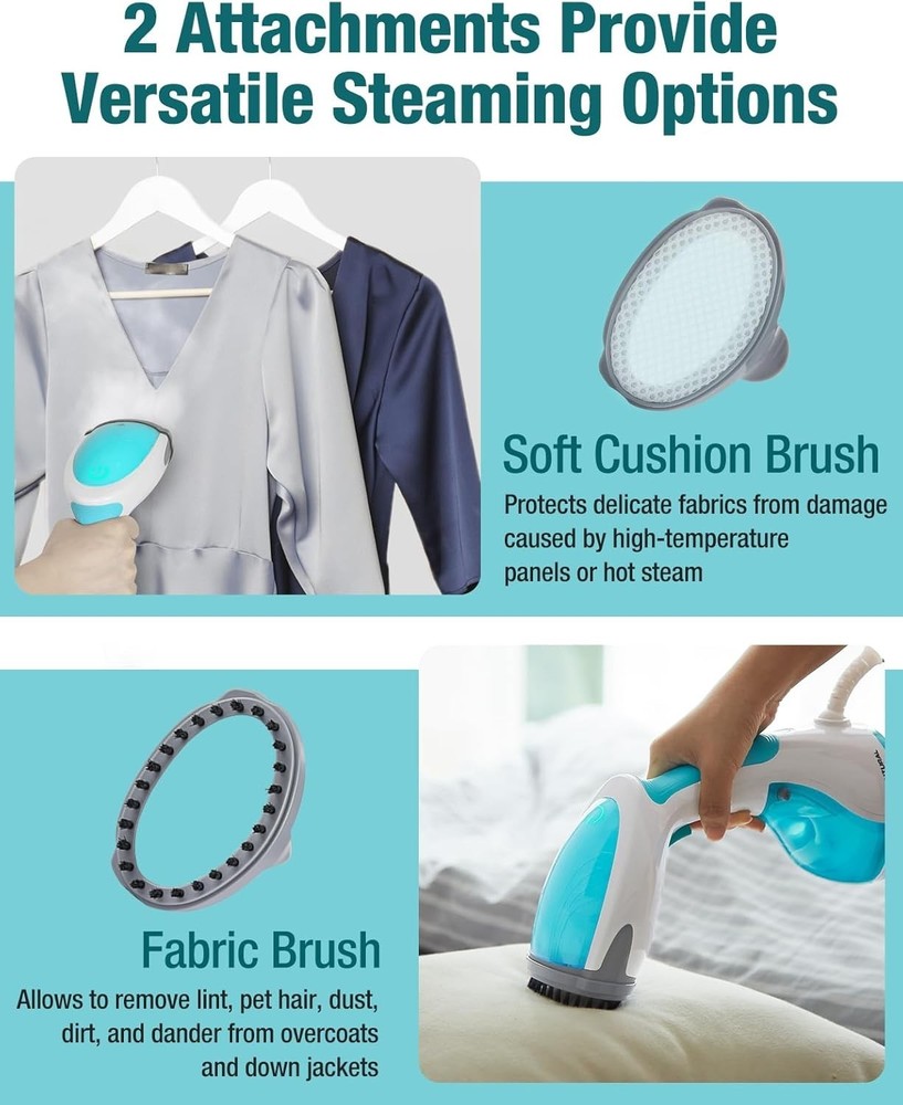 Versatile Portable Fabric Steamer - Safe for All Fabrics with Accessories