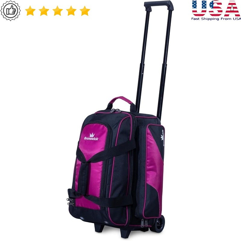 Zone Double Roller Bowling Bag Retractable Handle Zippered Accessory Compartment