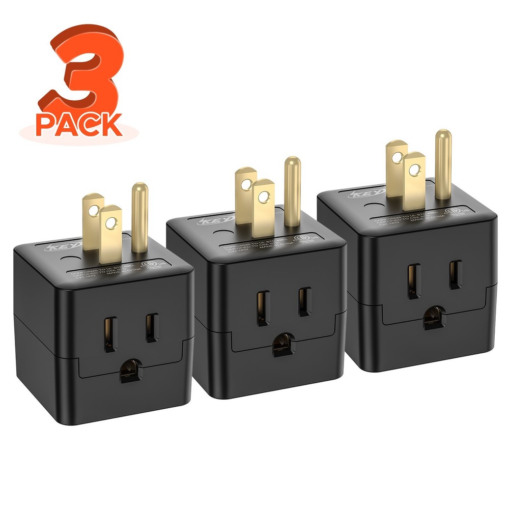 3 Prong Adapter, Multi Plug Wall Outlet Extender, Grounded Wall Tap Power Plug