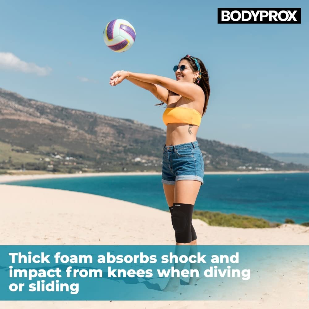 Bodyprox Protective Knee Pads, Thick Sponge, Collision Avoidance Large, Black