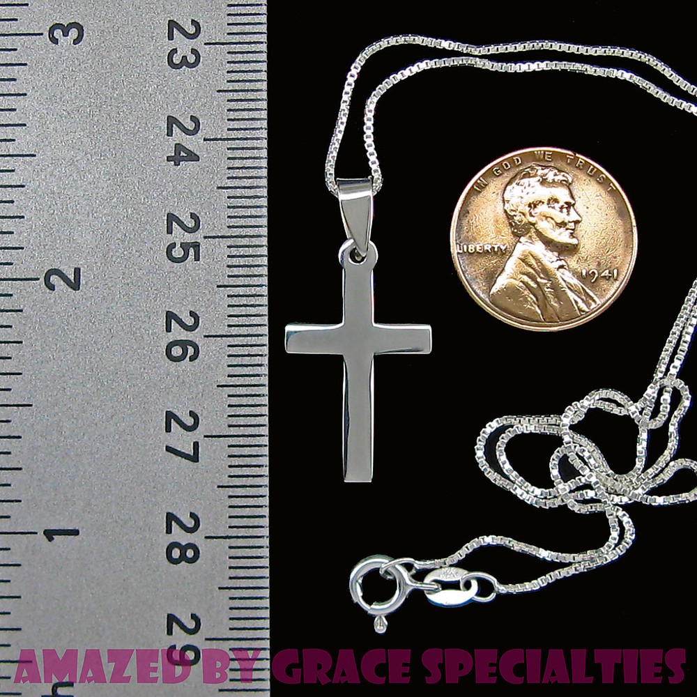 Mid Sized Plain Thin Cross Pendant in '925' Sterling Silver - NEW!