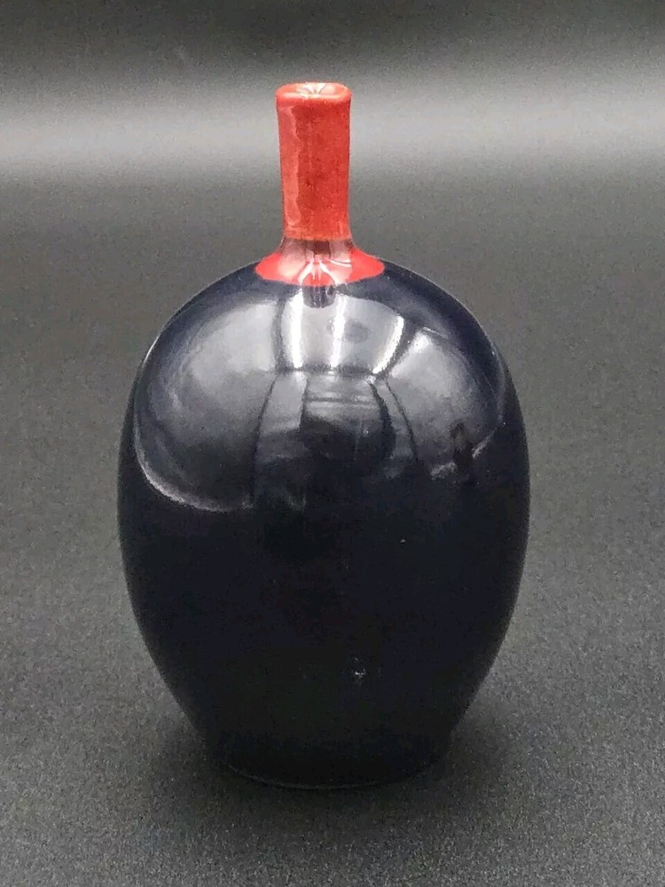 Vintage Glazed Pottery Miniature Bud Vase 4"