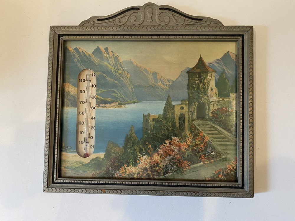 Art Deco Style Castle Print w/ Thermometer