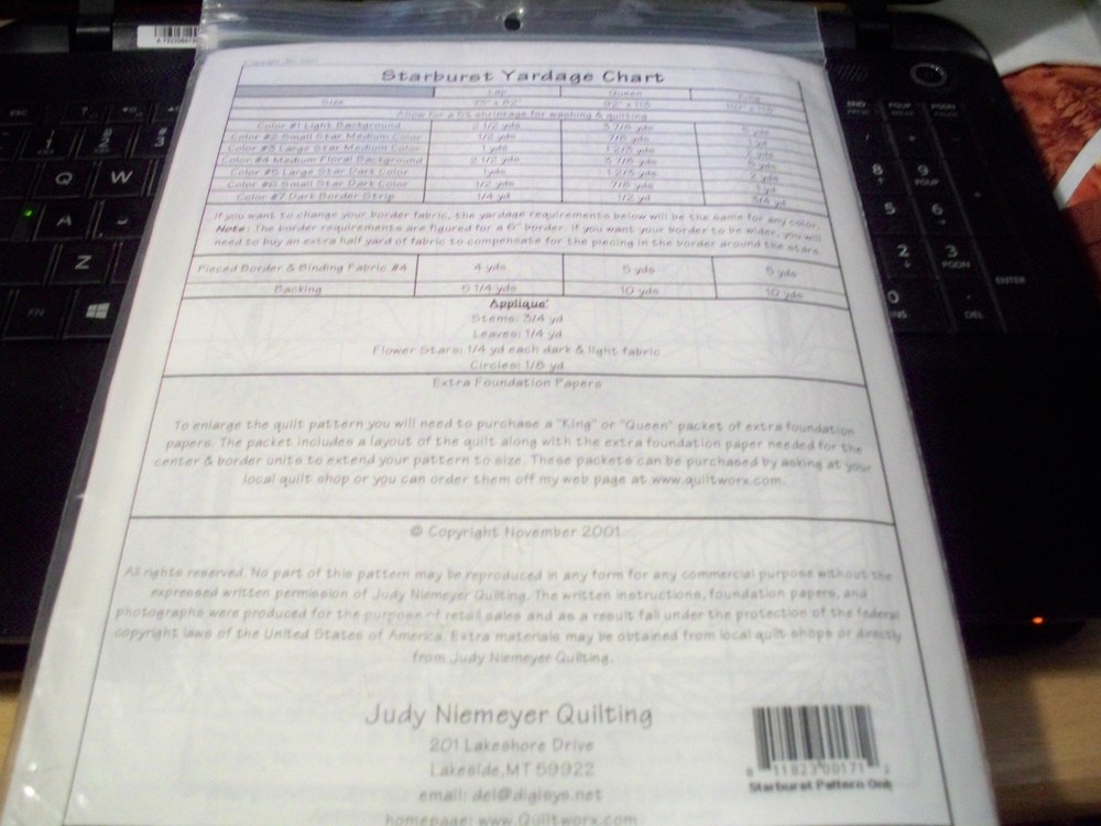 QUILT FOUNDATION PAPER PATTERNS & DIRECTIONS - ASSORTED BRANDS - U-PICK 1