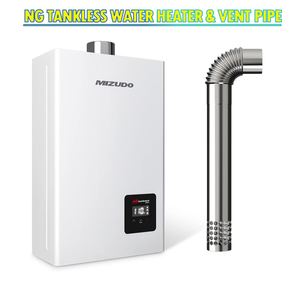 MIZUDO Natural Gas Tankless Hot Water Heater 3.6 GPM 80,000 BTU On Demand