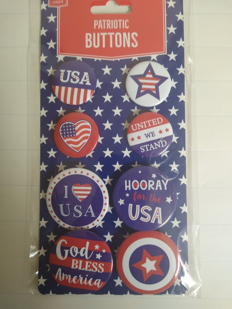 8 Count Patriotic Buttons