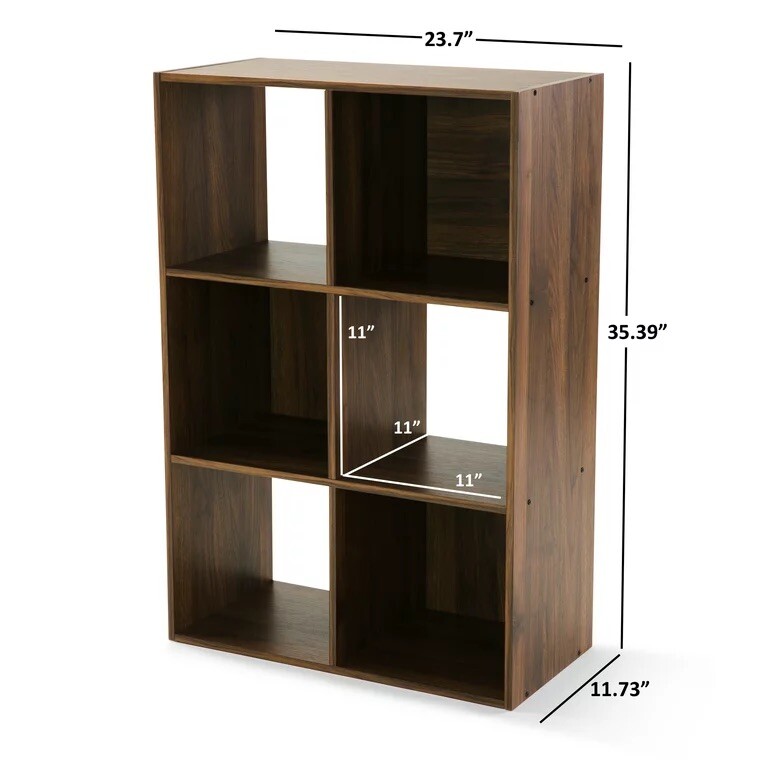 6-Cube Storage Organizer Available In White, Black,￼ Canyon Walnut, Rustic Brown