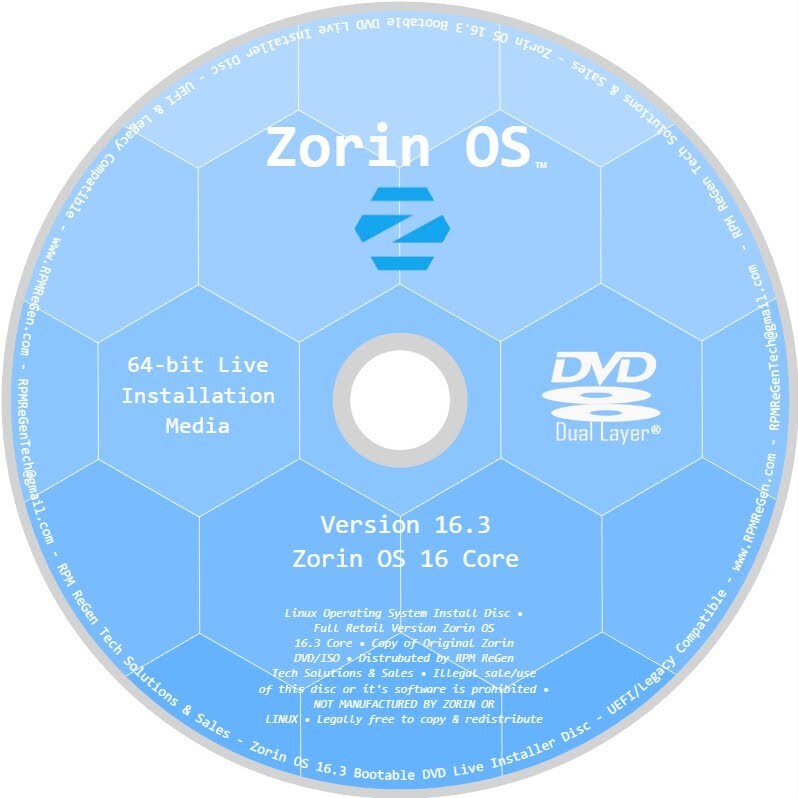 Zorin OS 16 Core Installation Disc: BOOTABLE LINUX DVD LATEST VERSION CORE 16.3