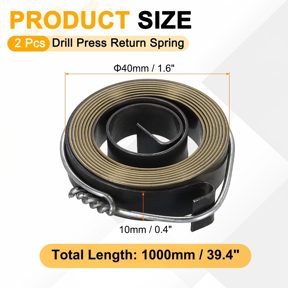 2Pcs Drill Press Return Spring 40 x 10 x 0.8 mm Quill Spring Feed Return Coil