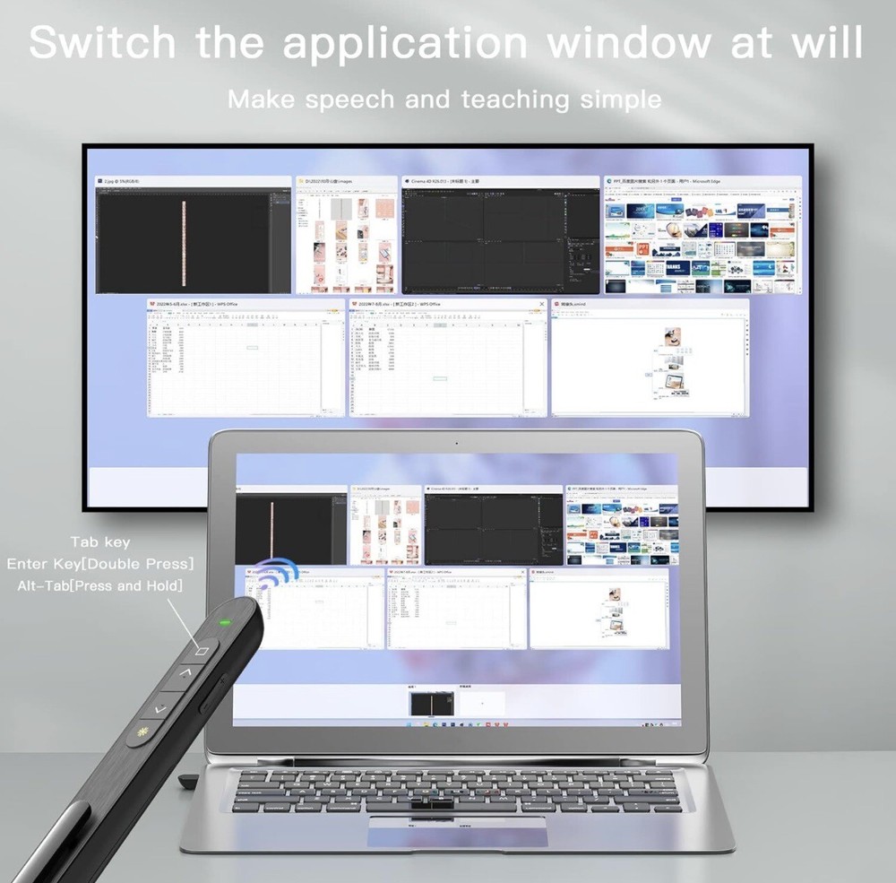 presentación clicker, presentador inalámbrico control de volumen
