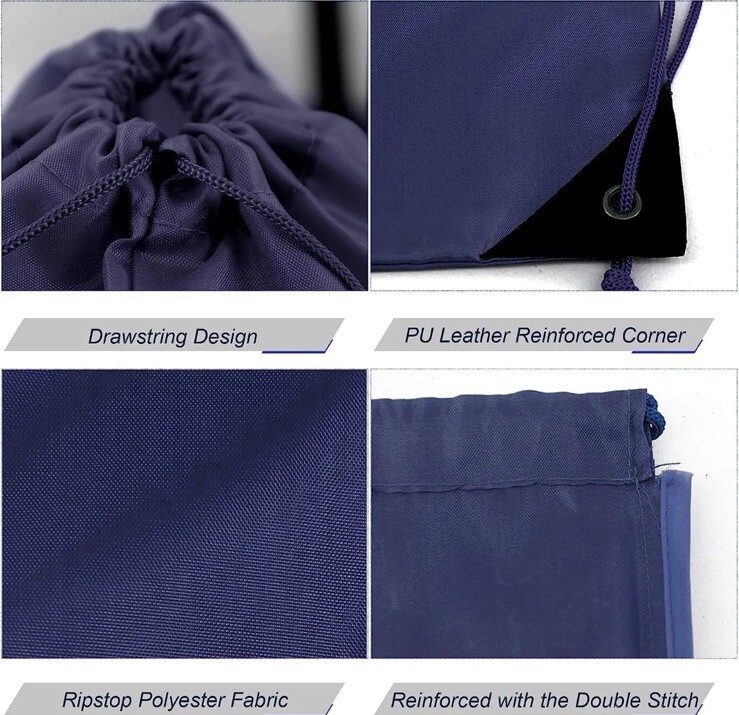 Drawstring Bag 10 Pk for Sports Polyester Navy Blue