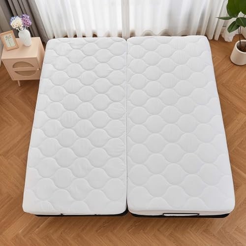 Quilted Mattress Topper Pad for Adjustable Bed Breathable Fitted Split King