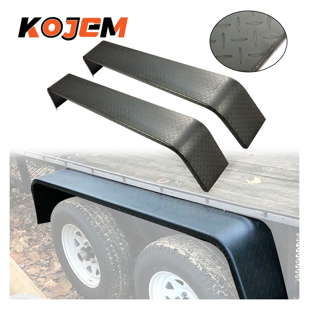 (2)- Steel Diamond Tread Plate Tandem Axle Trailer Fenders 10-1/4"x72-7/8"x13"